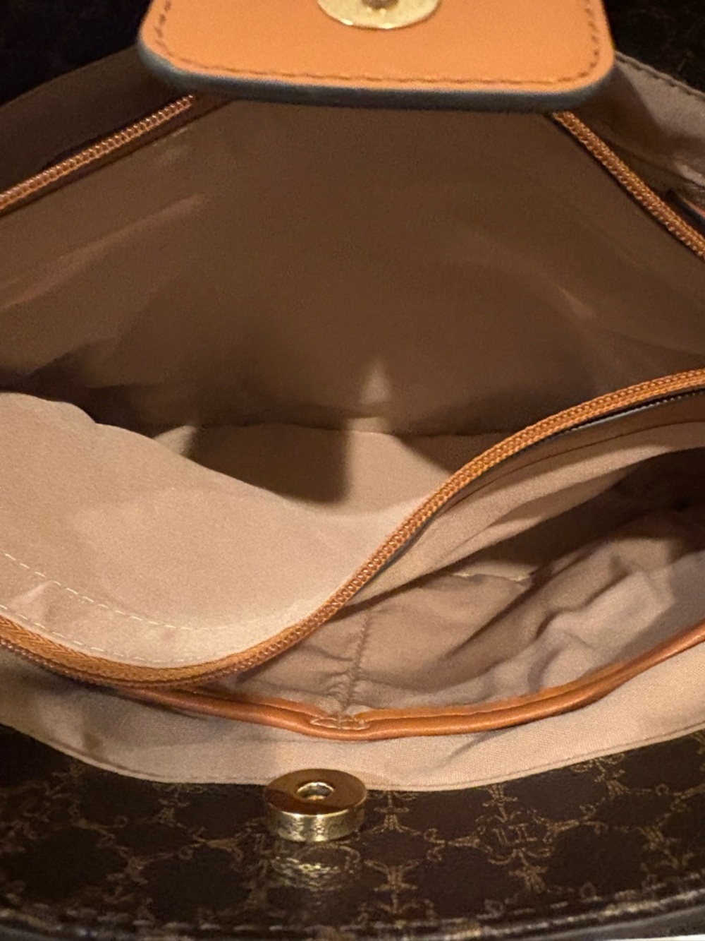 Nanette Lepore Brown Monogram Shoulder Bag with Gold Hardware - Picture 3 of 3